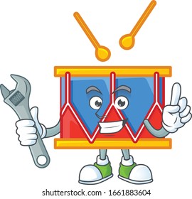 happily Mechanic independence day drum cartoon character design