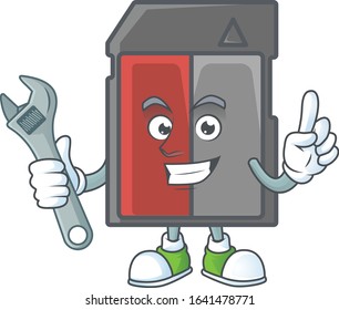 happily Mechanic memory card cartoon character design