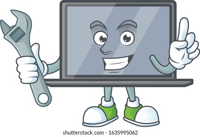happily Mechanic monitor cartoon character design style