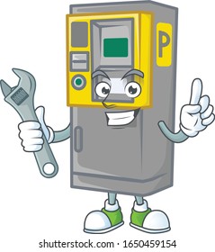 happily Mechanic parking ticket machine cartoon character design