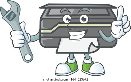 happily Mechanic printer cartoon character design style