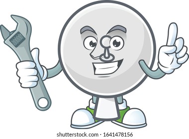 happily Mechanic satellite dish cartoon character design