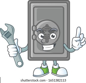 glücklich Mechanische Sicherheitsbox geschlossenes Cartoon-Charakterdesign