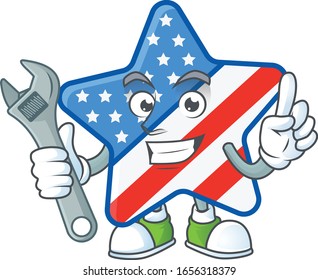happily Mechanic USA star cartoon character design