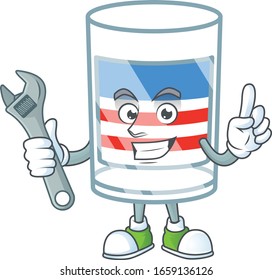 happily Mechanic USA stripes glass cartoon character design