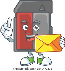 Happily memory card mascot design style with envelope