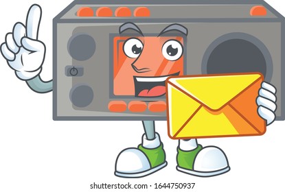 Happily radio transceiver mascot design style with envelope