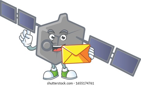 Happily satellite network mascot design style with envelope