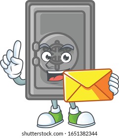 Happily security box closed mascot design style with envelope