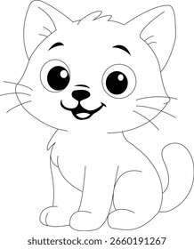 Página de coloração do gato feliz sorridente