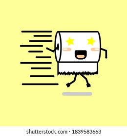 Happily Toilet Tissue Mascot Illustration Vector