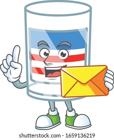 Happily USA stripes glass mascot design style with envelope