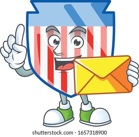 Happily USA stripes shield mascot design style with envelope
