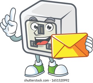 Happily USB power socket mascot design style with envelope