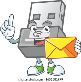 Happily USB wireless adapter mascot design style with envelope