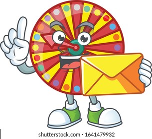 Happily wheel fortune mascot design style with envelope