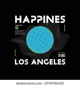 Happines los angeles t-shirt and apparel design