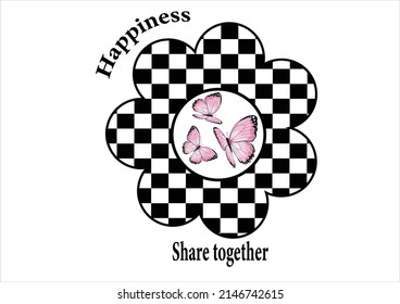 happines share together checkered design