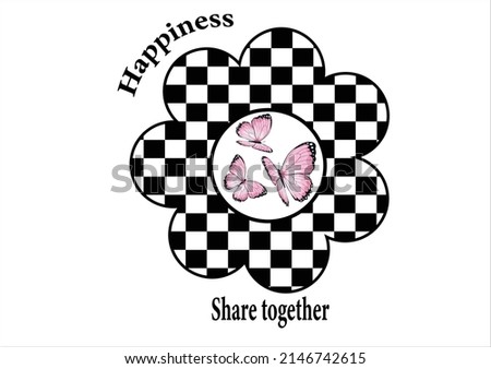 happines share together checkered design