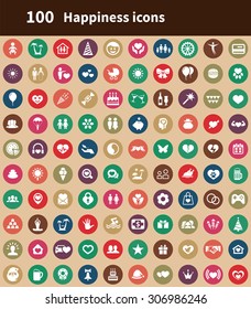 happiness 100 icons universal set for web and mobile
