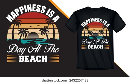 happiness is aday at the beach t shirt design