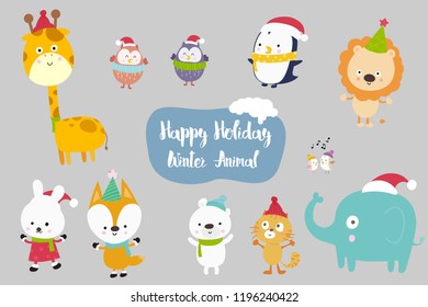 Happiness Animal cartoon set vector illustration eps10