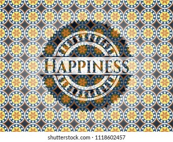 Happiness arabesque badge. arabic decoration.