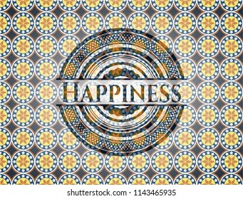 Happiness arabesque style emblem. arabic decoration.