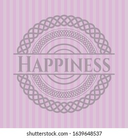 Happiness badge with pink background. Vector Illustration. Detailed.