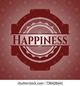 Happiness badge with red background