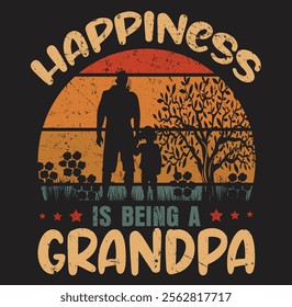 Happiness Is Being Grandpa Father's Day Eps, Png, Dxf, Digital Download