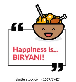 Happiness is BIRYANI Quote Poster Vector Illustration 