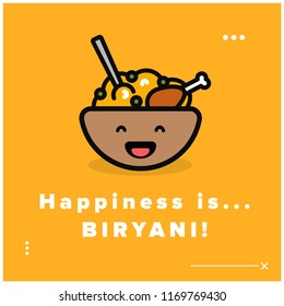 Happiness is BIRYANI Quote Poster Vector Illustration 