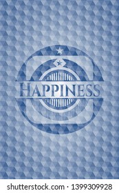 Happiness blue hexagon emblem. Vector Illustration. Detailed.