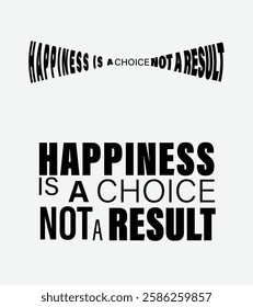 Happiness is a Choice, not a Result Bold Motivational Typography Design, Black and White Inspirational Quote, Happiness Typography Art, Minimalist Motivational Poster Happiness is a Choice Quote