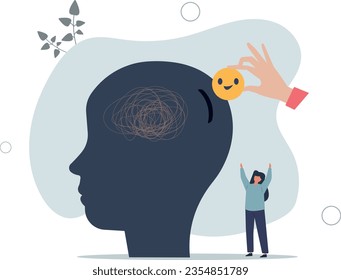 Happiness cure work stressed, care for mental health or relax from tired work concept.flat vector illustration.