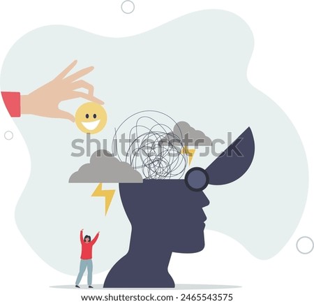 Happiness cure work stressed, care for mental health or relax from tired work .flat vector illustration.