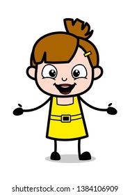 Happiness - Cute Girl Cartoon Character Vector Illustration