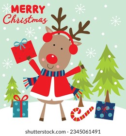 Happiness Cute Reindeer vector art