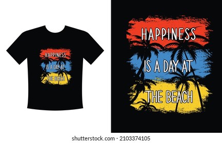 Happiness Is A Day At The Beach Vintage T Shirt Design vector eps for men, women and kids