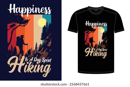 Happiness Is a Day on the Trail, Vector Design Print Redy Design.