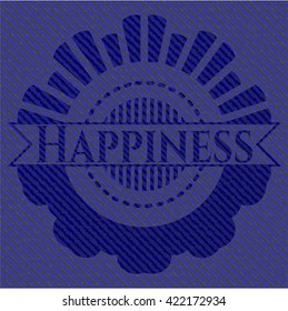 emblema de la felicidad con textura jean