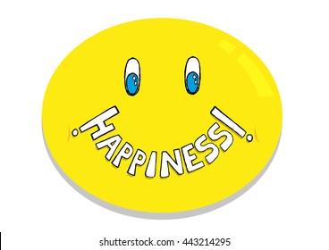Happiness Emoticon concept. Editable Clip Art.