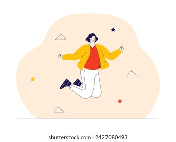 Happiness enjoying precious time by having fun, vector illustration.