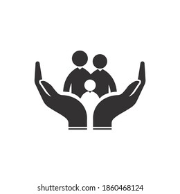 Happiness Family Icon Black and White on White Background Vector Graphic