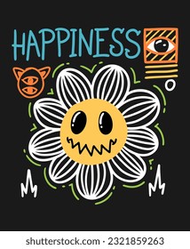 Happiness flower hand drawn illustration vector design