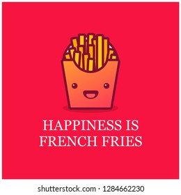 Happiness is French Fries Quote Poster Design