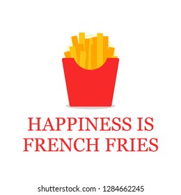 Happiness is French Fries Quote Poster Design