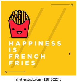 Happiness is French Fries Quote Poster Design