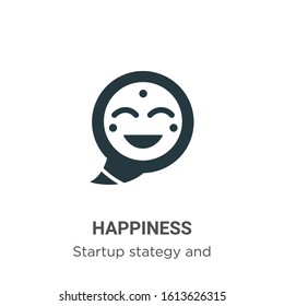 Happiness glyph icon vector on white background. Flat vector happiness icon symbol sign from modern startup stategy and success collection for mobile concept and web apps design.